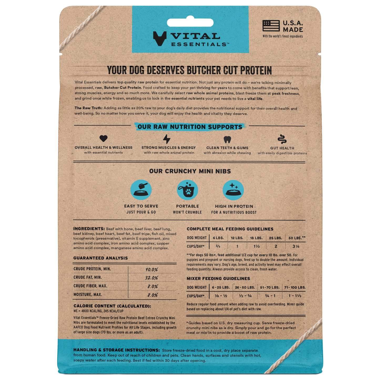 package back vital essentials®_freeze-dried raw_beef_entree_mini nibs_dog food