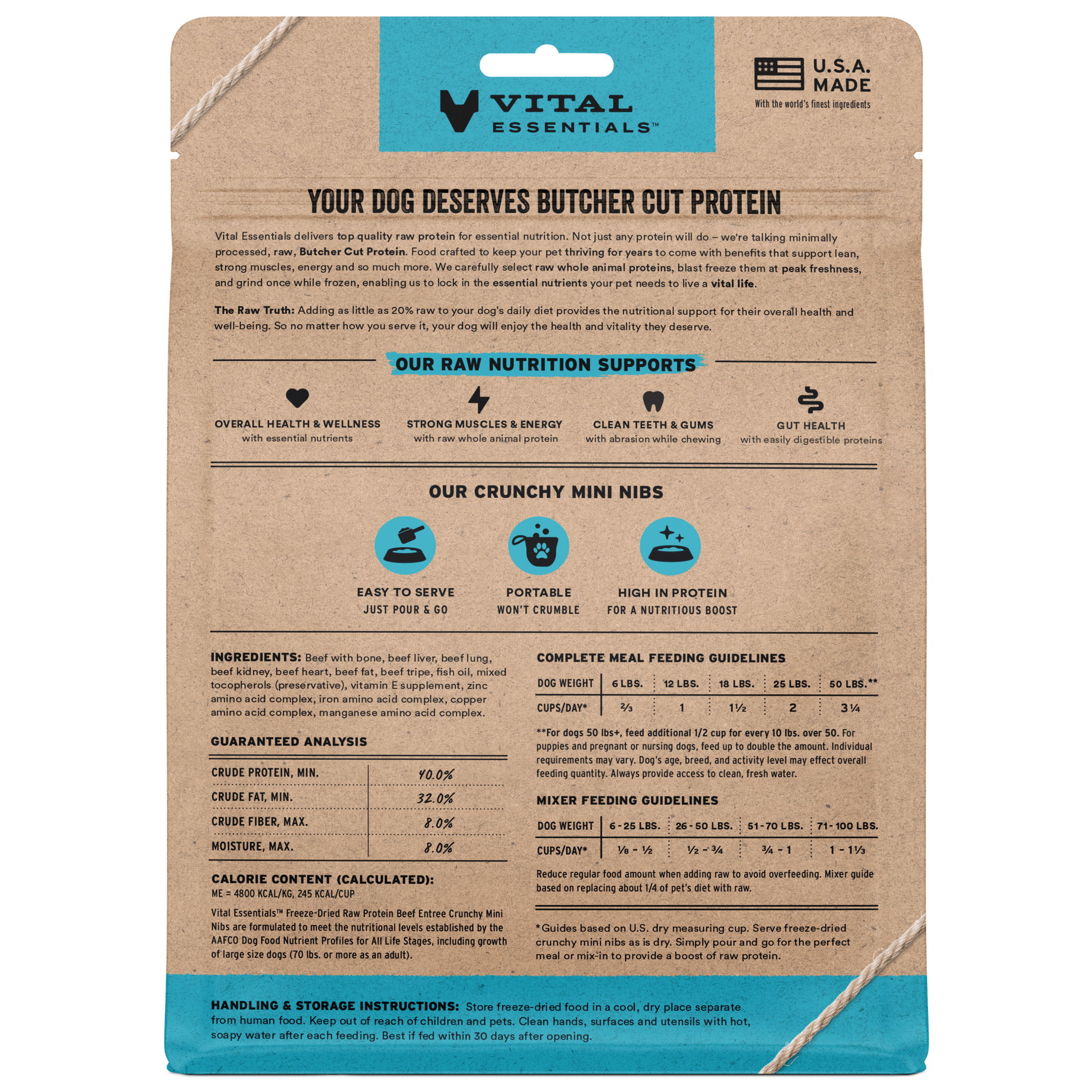 package back vital essentials®_freeze-dried raw_beef_entree_mini nibs_dog food